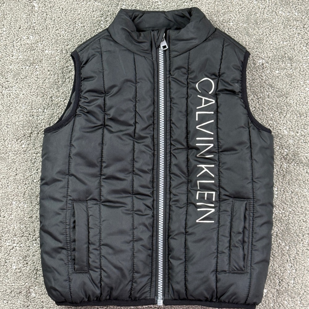 Calvin Klein Puffer Vest Kids 3T Black Logo Quilted Sleeveless Jacket Casual
